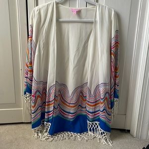Lilly Pulitzer Silk colored tassel cardigan size XS